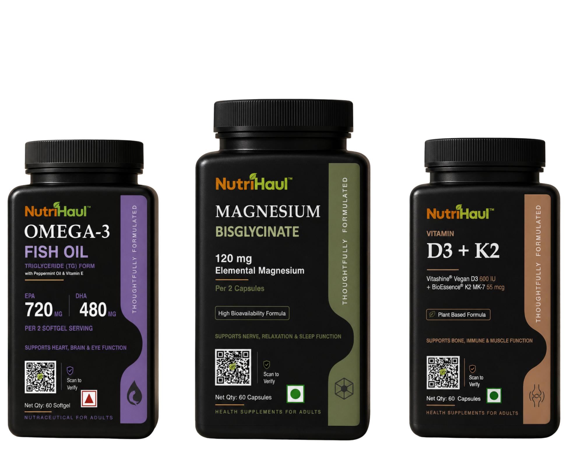 NutriHaul Products — Omega-3, Magnesium Bisglycinate, Vitamin D3+K2